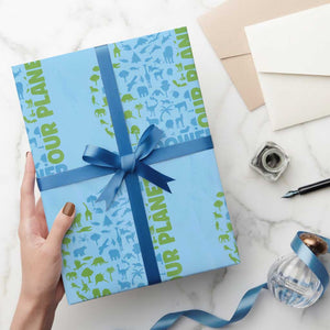 Earth Day Environmental Activism Wrapping Paper Roll Our Power Our Planet TS12 Light Blue Print Your Wear