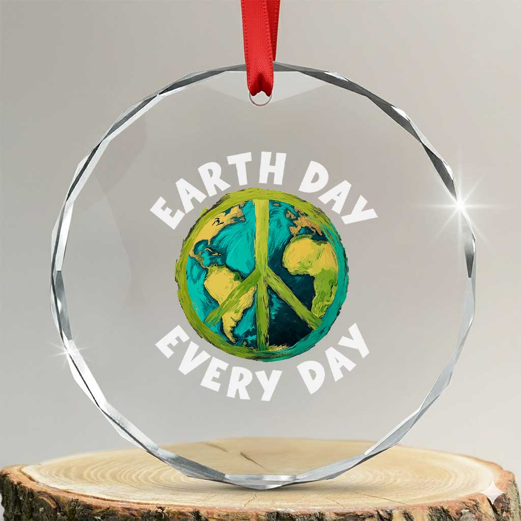 Earth Day Everyday Crystal Glass Ornament Peace Sign Nature Lover TS14 Transparent Glass 3'' Circle Print Your Wear