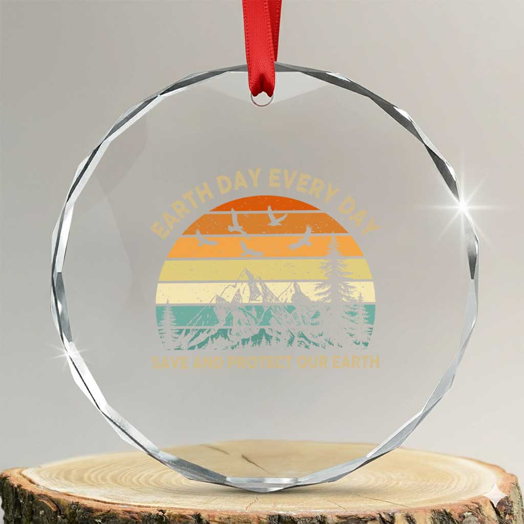 Earth Day Everyday Crystal Glass Ornament Save And Protect Our Earth TS12 Transparent Glass 3'' Circle Print Your Wear