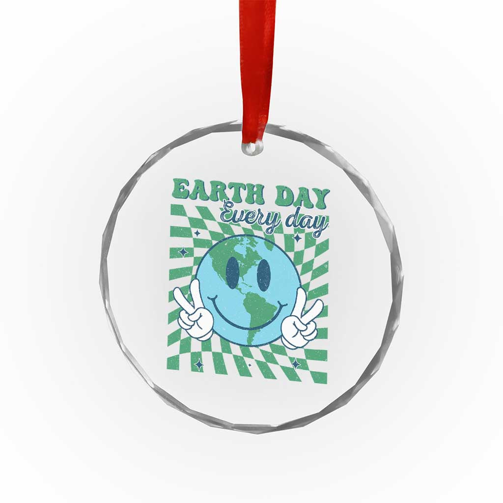 Earth Day Everyday Crystal Glass Ornament Smile Face Hippie Planet Anniversary TS02 Print Your Wear