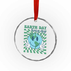Earth Day Everyday Crystal Glass Ornament Smile Face Hippie Planet Anniversary TS02 Print Your Wear