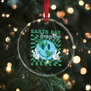 Earth Day Everyday Crystal Glass Ornament Smile Face Hippie Planet Anniversary TS02 Print Your Wear