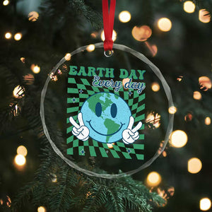 Earth Day Everyday Crystal Glass Ornament Smile Face Hippie Planet Anniversary TS02 Print Your Wear