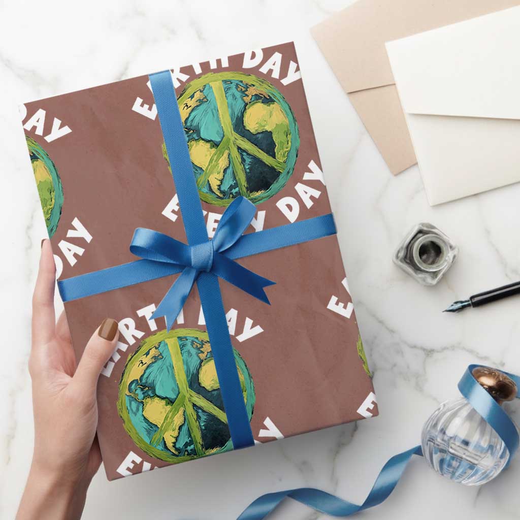 Earth Day Everyday Wrapping Paper Roll Peace Sign Nature Lover TS14 Mocha Print Your Wear