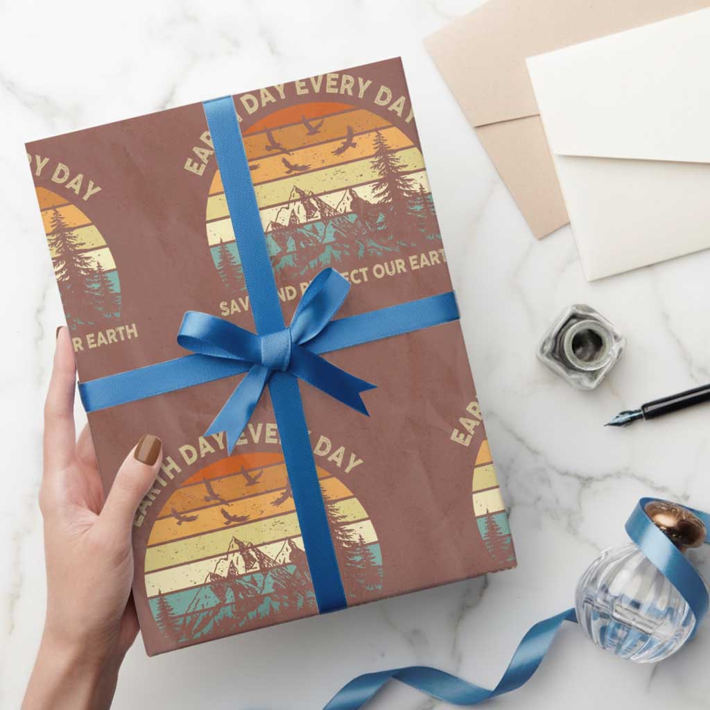 Earth Day Everyday Wrapping Paper Roll Save And Protect Our Earth TS12 Mocha Print Your Wear