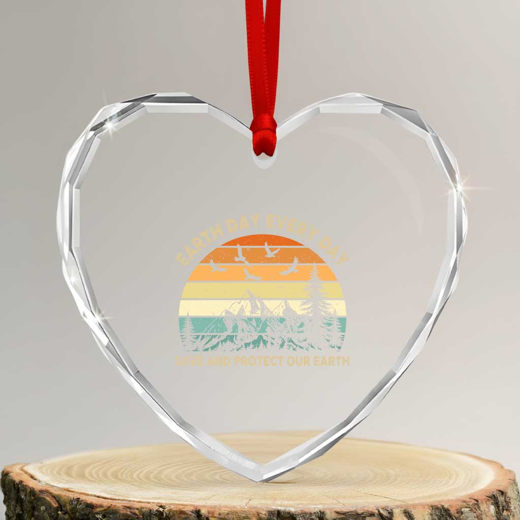 Earth Day Everyday Heart Crystal Glass Ornament Save And Protect Our Earth TS12 Transparent Glass 3'' Heart Print Your Wear