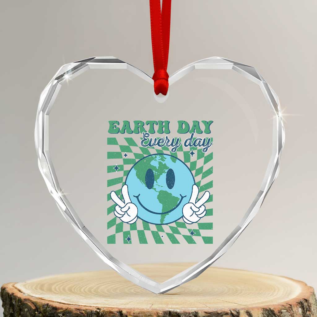 Earth Day Everyday Heart Crystal Glass Ornament Smile Face Hippie Planet Anniversary TS02 Transparent Glass 3'' Heart Print Your Wear