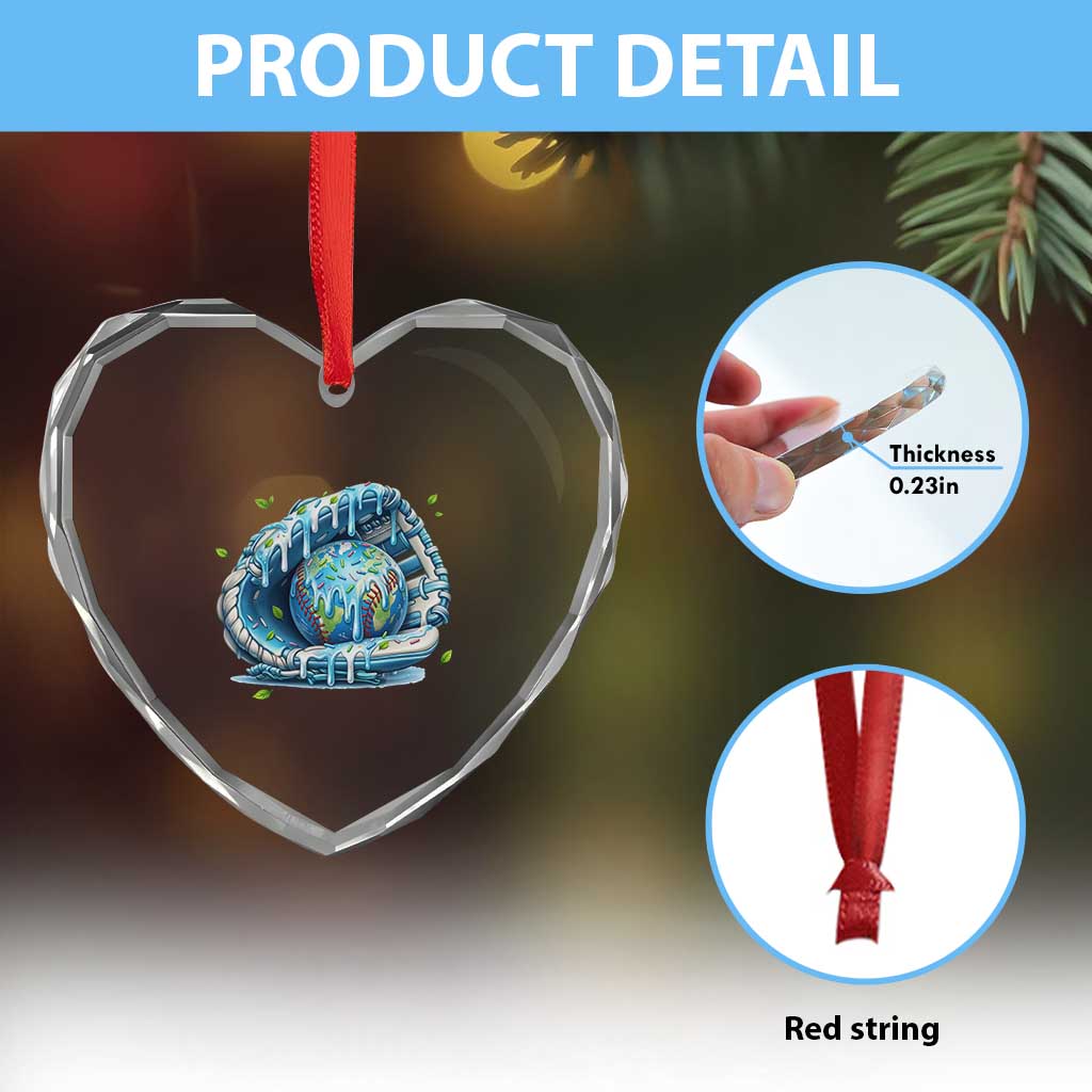 Earth Day Heart Crystal Glass Ornament Funny Baseball Ice Cream Drip Glove Eco Friendly TS14 Print Your Wear