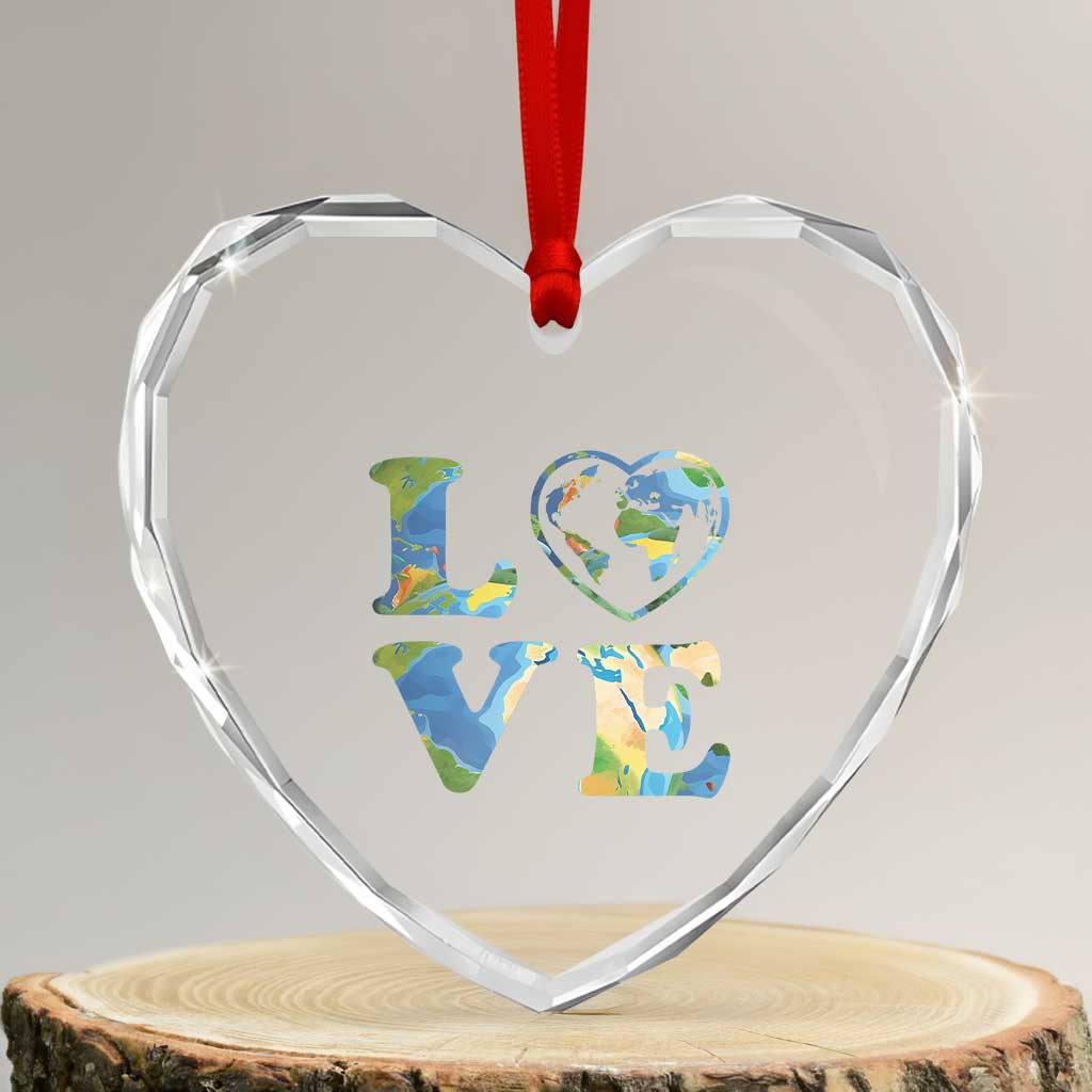 Earth Day Heart Crystal Glass Ornament Heart Environmental Nature Recycling Lovers TS10 Transparent Glass 3'' Heart Print Your Wear