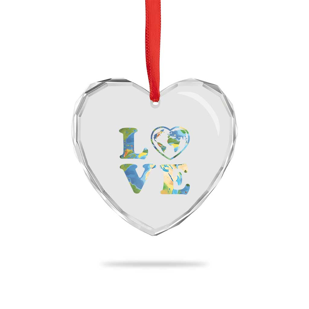 Earth Day Heart Crystal Glass Ornament Heart Environmental Nature Recycling Lovers TS10 Print Your Wear