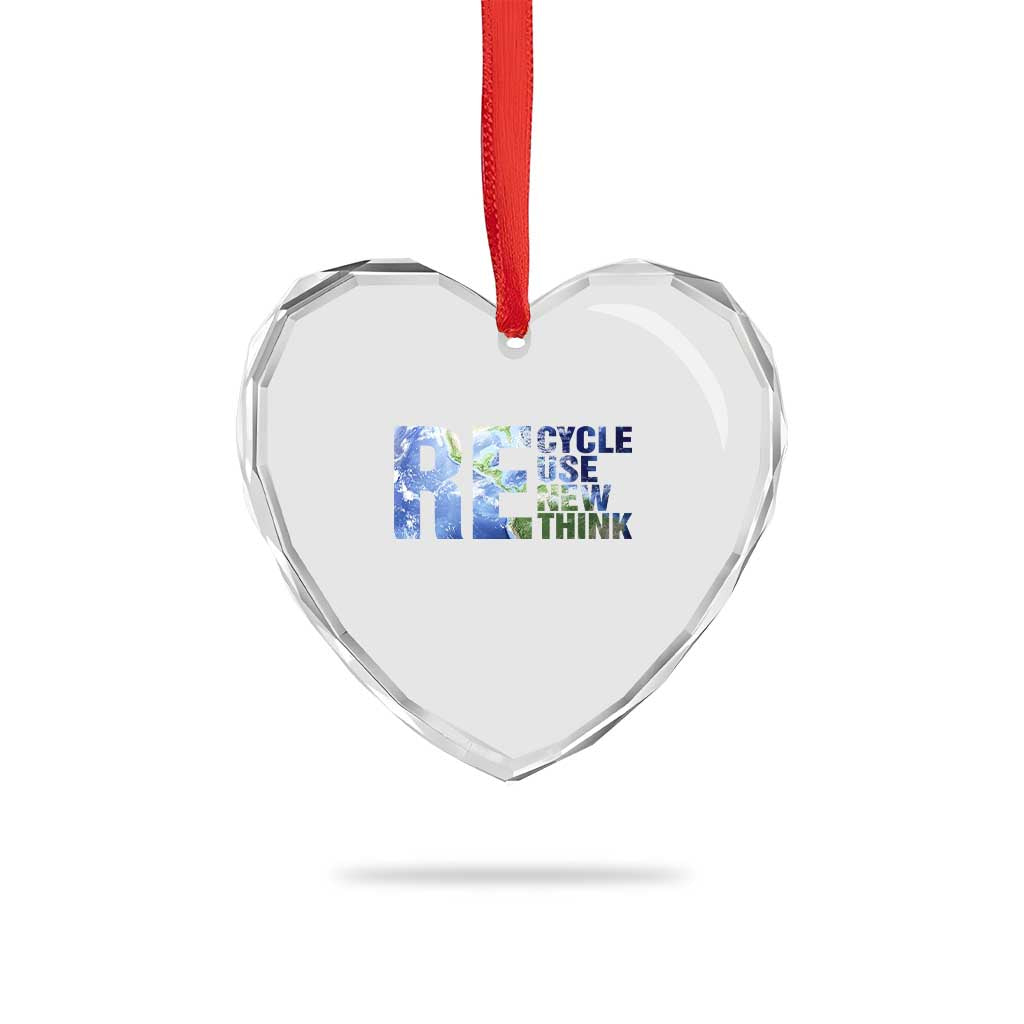 Earth Day Heart Crystal Glass Ornament Recycle Reuse Renew Rethink TS14 Print Your Wear
