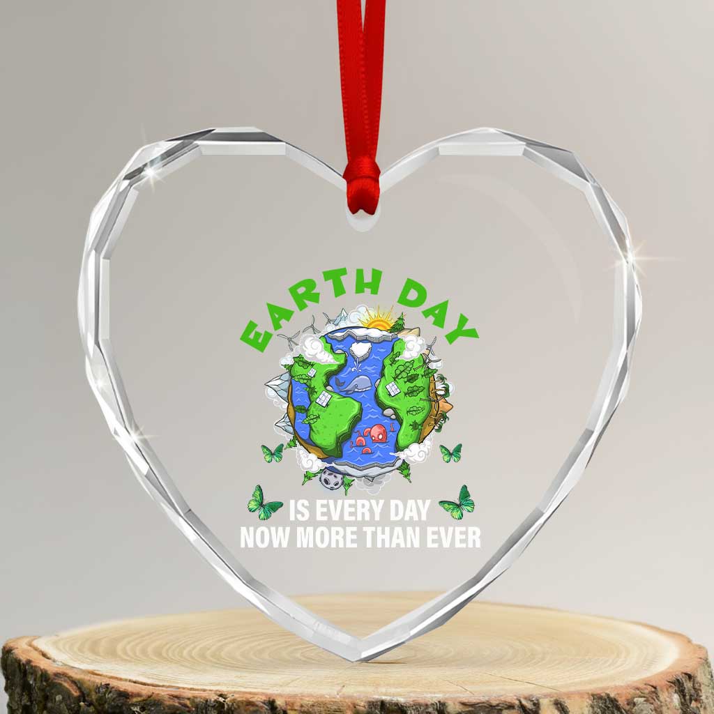 Earth Day Is Every Day Heart Crystal Glass Ornament Now More Than Ever TS02 Transparent Glass 3'' Heart Print Your Wear