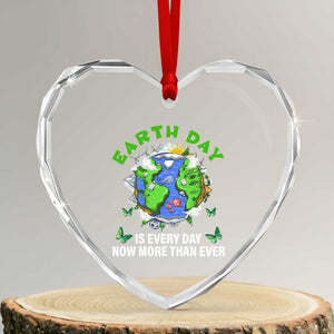 Earth Day Is Every Day Heart Crystal Glass Ornament Now More Than Ever TS02 Transparent Glass 3'' Heart Print Your Wear