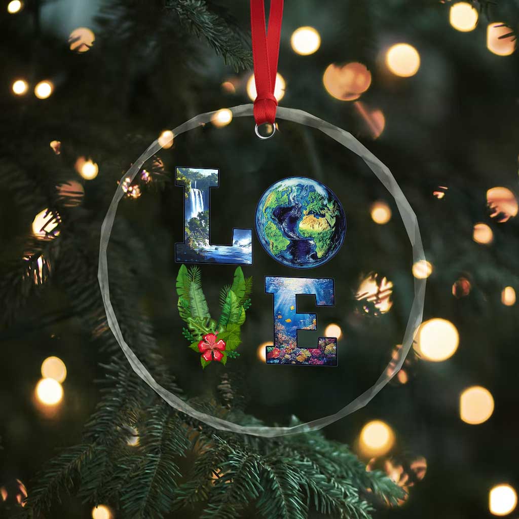 Earth Day LOVE Crystal Glass Ornament Planet Anniversary Everyday TS02 Print Your Wear