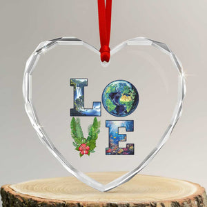 Earth Day LOVE Heart Crystal Glass Ornament Planet Anniversary Everyday TS02 Transparent Glass 3'' Heart Print Your Wear