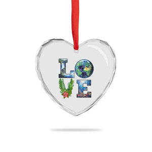 Earth Day LOVE Heart Crystal Glass Ornament Planet Anniversary Everyday TS02 Print Your Wear