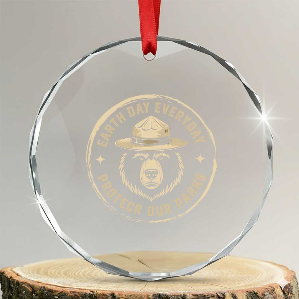 Earth Day Protect Our Parks Crystal Glass Ornament Vintage Retro Bear TS10 Transparent Glass 3'' Circle Print Your Wear