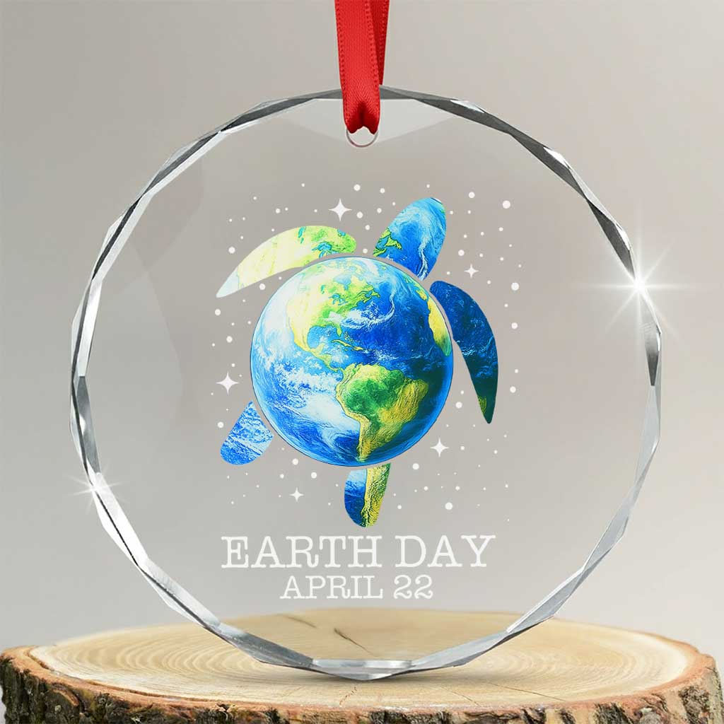 Earth Day Sea Turtle Crystal Glass Ornament Restore Earth Save The Planet TS02 Transparent Glass 3'' Circle Print Your Wear