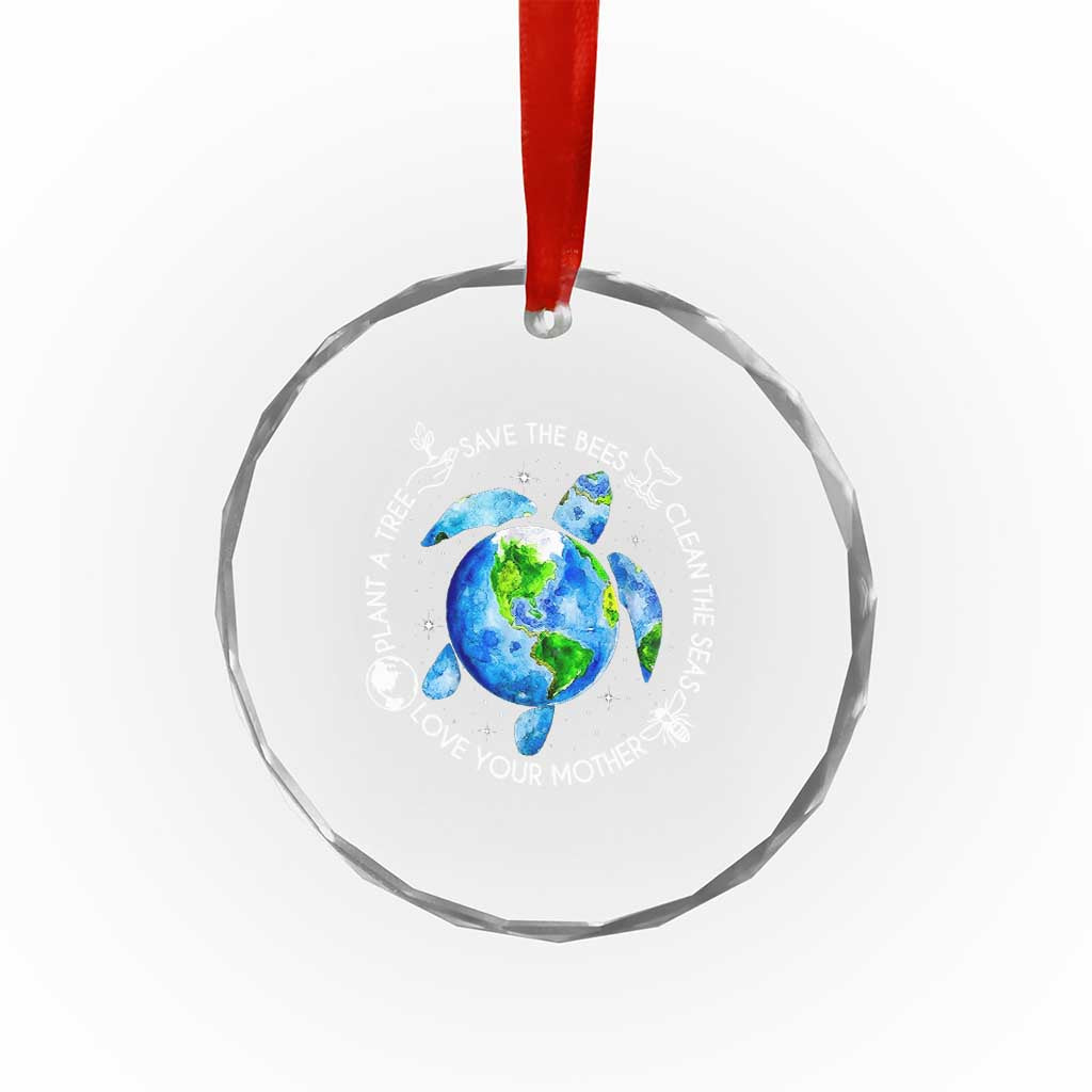 Earth Day Sea Turtle Crystal Glass Ornament Save Bees Plant Trees Clean Seas Environmentalist TS14 Print Your Wear