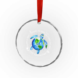 Earth Day Sea Turtle Crystal Glass Ornament Save Bees Plant Trees Clean Seas Environmentalist TS14 Print Your Wear