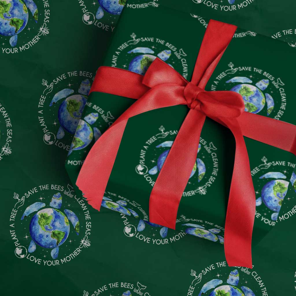 Earth Day Sea Turtle Wrapping Paper Roll Save Bees Plant Trees Clean Seas Environmentalist TS14 Green Print Your Wear