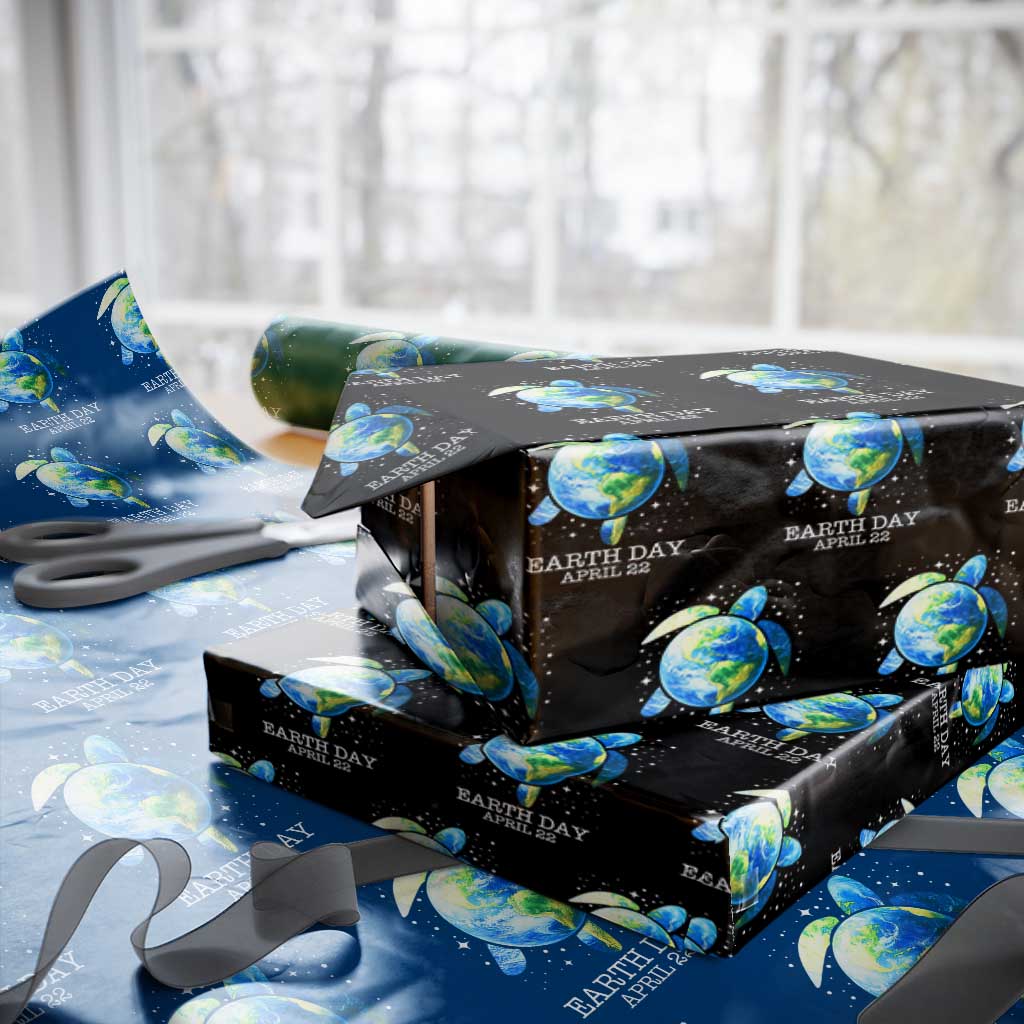 Earth Day Sea Turtle Wrapping Paper Roll Restore Earth Save The Planet TS02 Black Print Your Wear