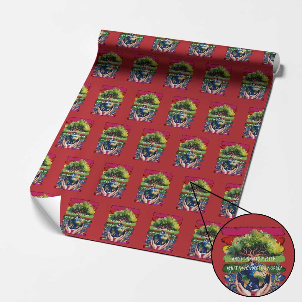 Earth Day Wrapping Paper Roll And I Think To Myself What A Wonderful World Rainbow TS02 Red Print Your Wear