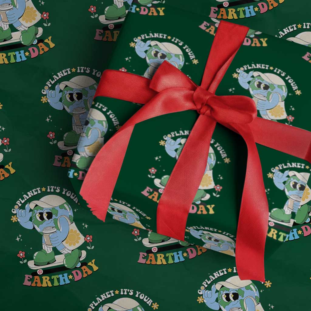 Earth Day Wrapping Paper Roll Cute Go Planet Its Your Earthday Groovy TS10 Green Print Your Wear