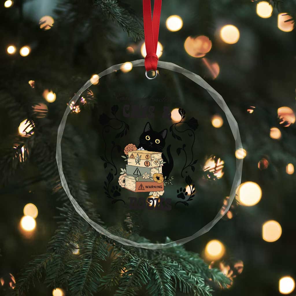 Easily Distracted By Cats And Books Crystal Glass Ornament Funny Book Kitty Lover TS12 Print Your Wear