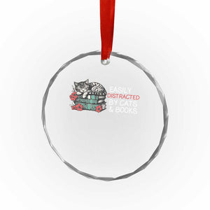 Easily Distracted By Cats And Books Crystal Glass Ornament Funny Book Lover Gift TS12 Print Your Wear