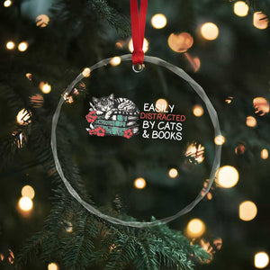 Easily Distracted By Cats And Books Crystal Glass Ornament Funny Book Lover Gift TS12 Print Your Wear