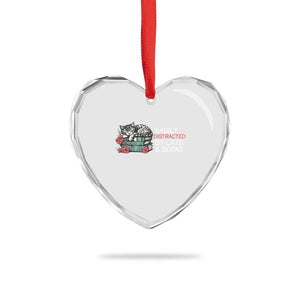 Easily Distracted By Cats And Books Heart Crystal Glass Ornament Funny Book Lover Gift TS12 Print Your Wear