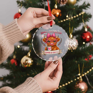 Easily Distracted By Cow And Coffee Crystal Glass Ornament Funny Highland Cow TS12 Print Your Wear
