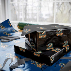 Easily Distracted By Dragon And Books Wrapping Paper Roll Cute Book Lover Gift TS12 Black Print Your Wear