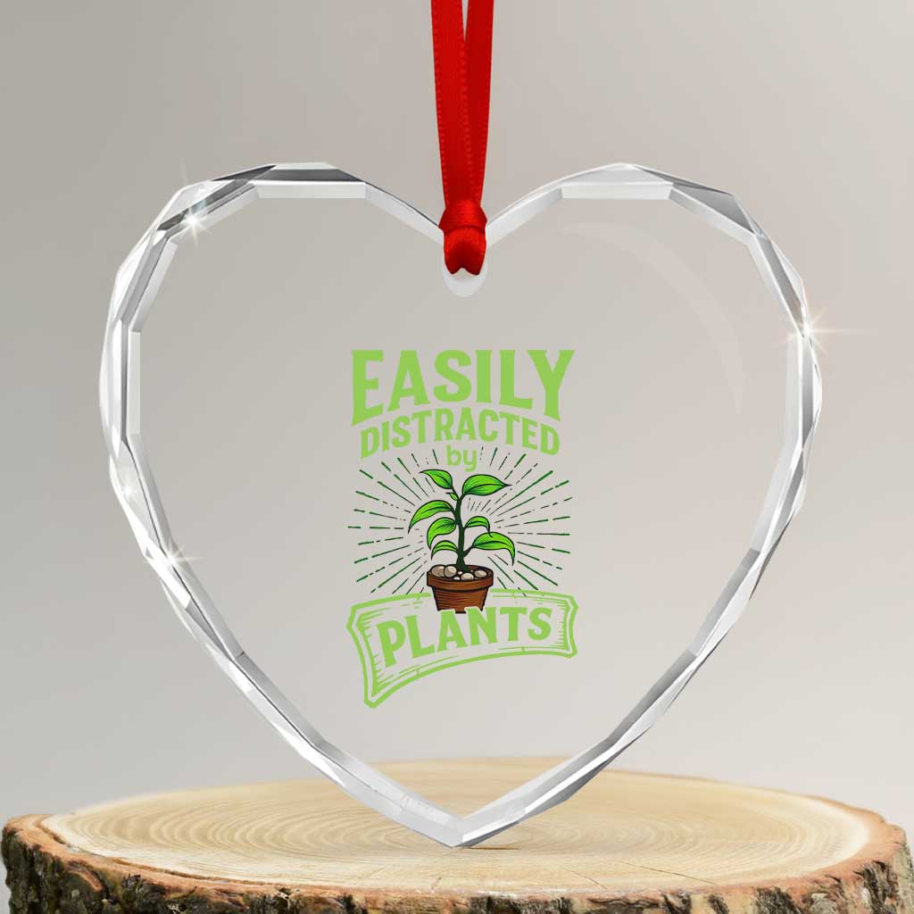 Easily Distracted By Plants Heart Crystal Glass Ornament Funny Gardening Lover Gift TS12 Transparent Glass 3'' Heart Print Your Wear
