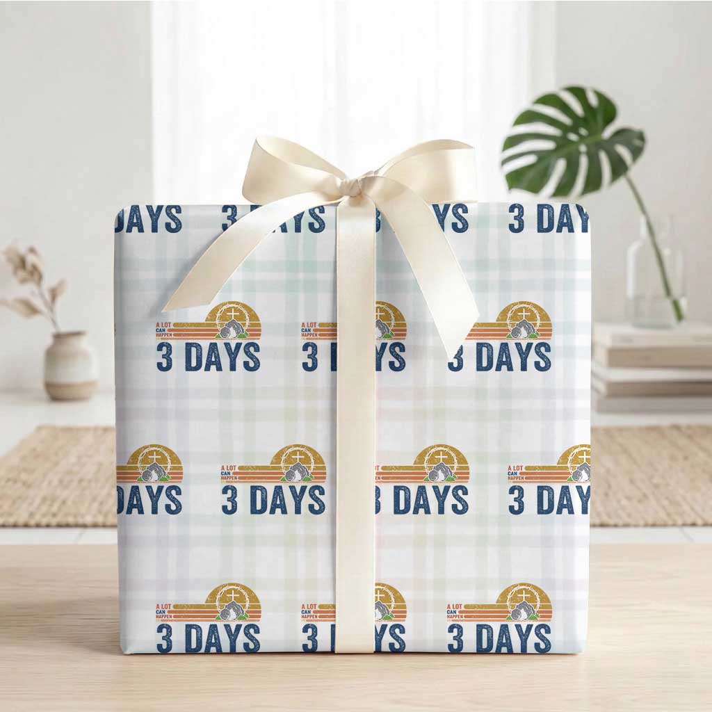 Easter A Lot Can Happen in 3 Days Wrapping Paper Roll Retro Religious Easter Christian TS10 White Plaid Print Your Wear