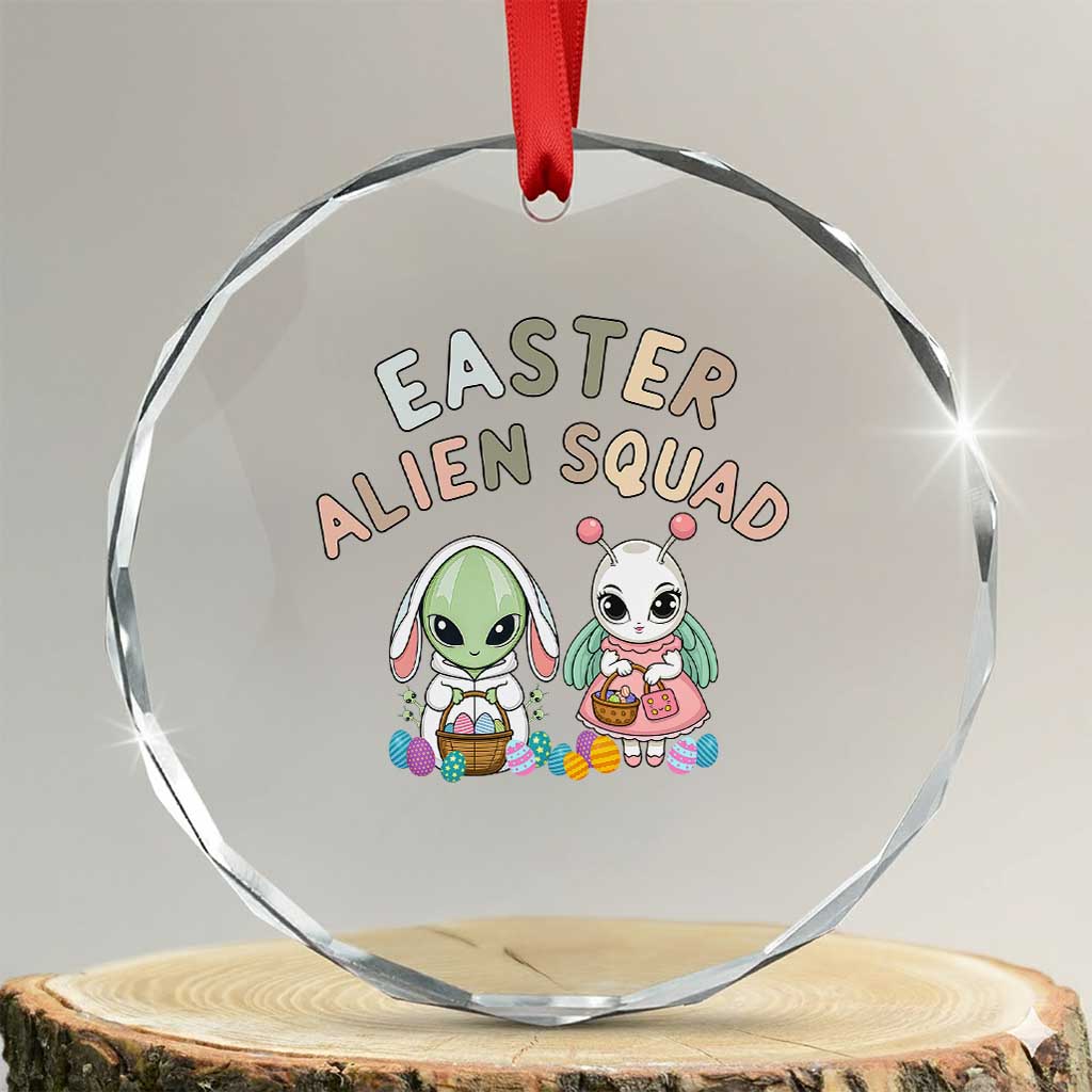 Easter Alien Squad Crystal Glass Ornament Funny UFO Lover Gift TS12 Transparent Glass 3'' Circle Print Your Wear