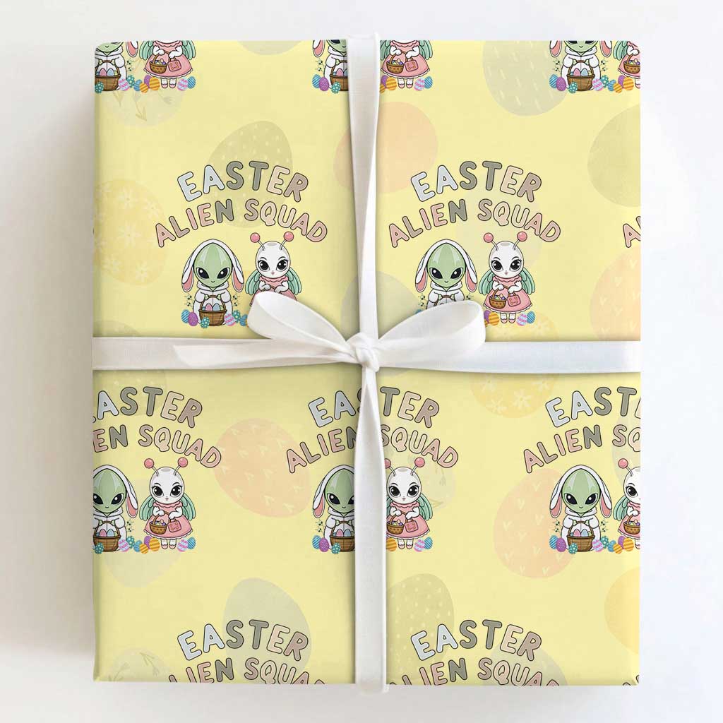 Easter Alien Squad Wrapping Paper Roll Funny UFO Lover Gift TS12 Light Yellow Print Your Wear
