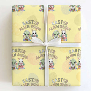 Easter Alien Squad Wrapping Paper Roll Funny UFO Lover Gift TS12 Light Yellow Print Your Wear