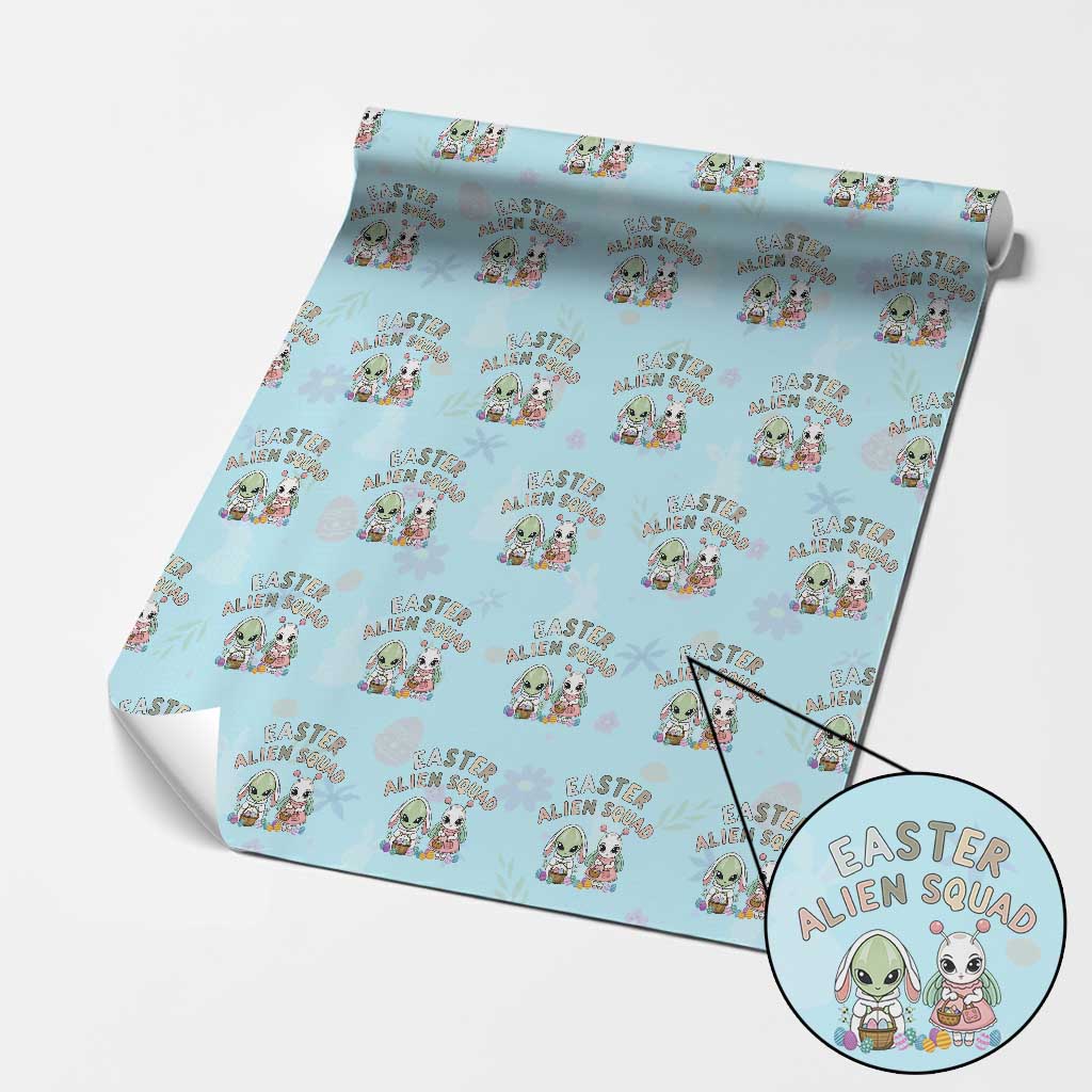 Easter Alien Squad Wrapping Paper Roll Funny UFO Lover Gift TS12 Light Blue Print Your Wear
