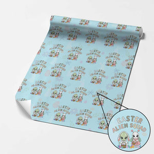 Easter Alien Squad Wrapping Paper Roll Funny UFO Lover Gift TS12 Light Blue Print Your Wear