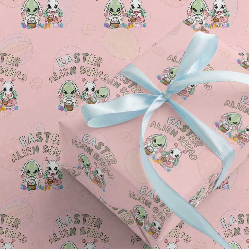 Easter Alien Squad Wrapping Paper Roll Funny UFO Lover Gift TS12 Light Pink Print Your Wear