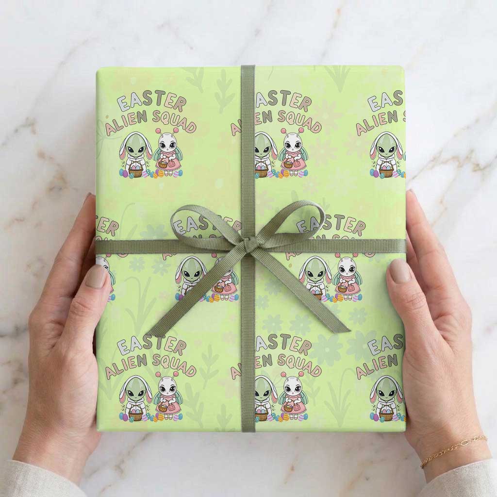 Easter Alien Squad Wrapping Paper Roll Funny UFO Lover Gift TS12 Lime Print Your Wear