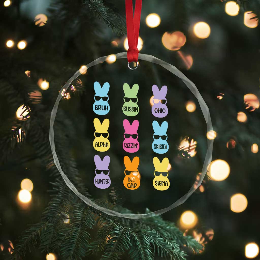 Easter Bruh Crystal Glass Ornament Gen Alpha Slang Skibidi Rizz Cute Bunny TS10 Print Your Wear