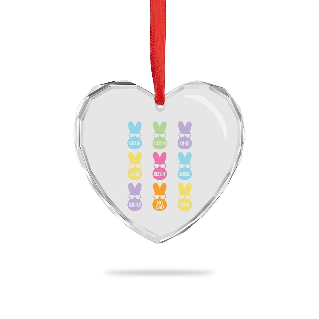 Easter Bruh Heart Crystal Glass Ornament Gen Alpha Slang Skibidi Rizz Cute Bunny TS10 Print Your Wear