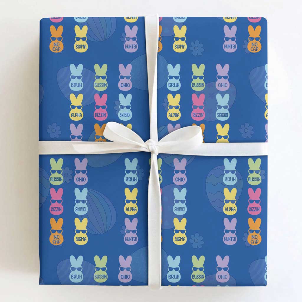 Easter Bruh Wrapping Paper Roll Gen Alpha Slang Skibidi Rizz Cute Bunny TS10 Royal Blue Print Your Wear