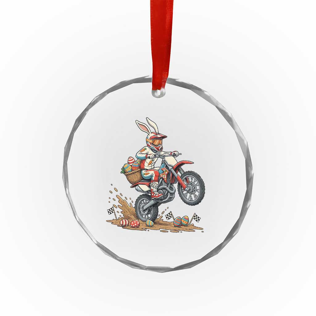 Easter Bunny Dirt Bike Rider Funny Motocross Rabbit Graphic Crystal Glass Ornament Cool Off Road Racing Egg Hunt TS02 Print Your Wear