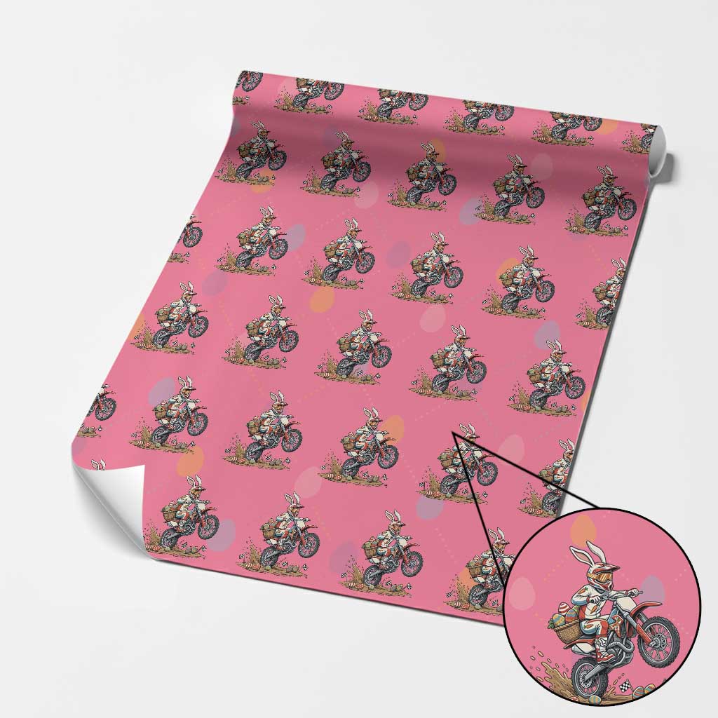Easter Bunny Dirt Bike Rider Funny Motocross Rabbit Graphic Wrapping Paper Roll Cool Off Road Racing Egg Hunt TS02 Pink Print Your Wear