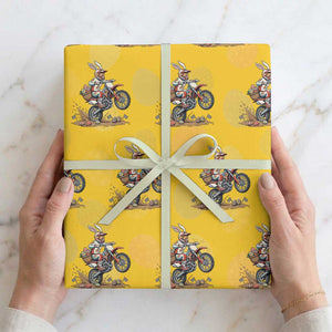 Easter Bunny Dirt Bike Rider Funny Motocross Rabbit Graphic Wrapping Paper Roll Cool Off Road Racing Egg Hunt TS02 Yellow Print Your Wear