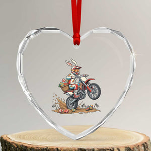 Easter Bunny Dirt Bike Rider Funny Motocross Rabbit Graphic Heart Crystal Glass Ornament Cool Off Road Racing Egg Hunt TS02 Transparent Glass 3'' Heart Print Your Wear